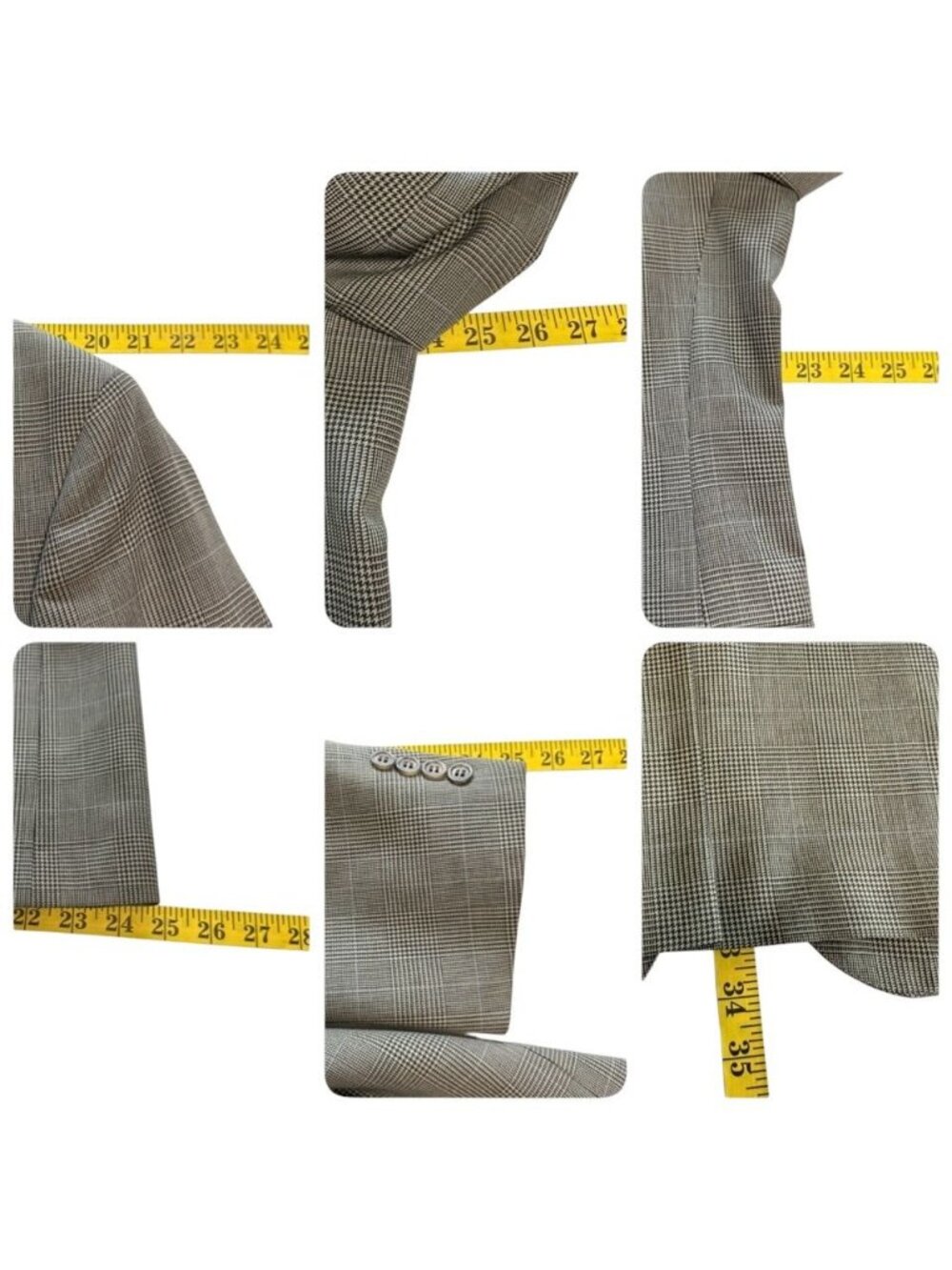 Joseph A. Bank Signature Collection Glen Plaid Beige & Black Suit 44L 2-Button 4 - Picture 16 of 16